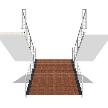 现代双分式平行楼梯草图大师模型，双分式平行楼梯sketchup模型免费下载