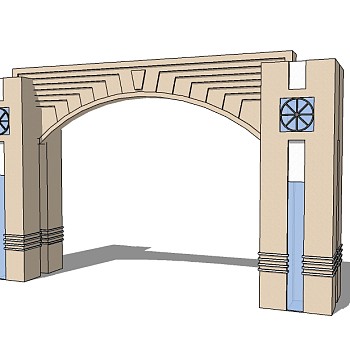 欧式入口大门草图大师模型下载，入口大门sketchup模型