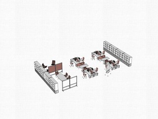 现代白色简约办公桌su模型，办公桌sketchup模型下载