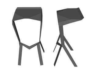 现代金属吧椅sketchup模型，固定吧椅草图大师模型下载