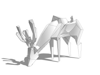 现代抽象鹿雕塑草图大师模型，雕塑su模型下载