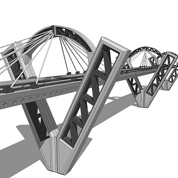 斜拉桥草图大师模型下载，斜拉桥sketchup模型分享