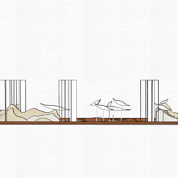 现代造型景墙草图大师模型，动物造型景墙sketchup模型免费下载