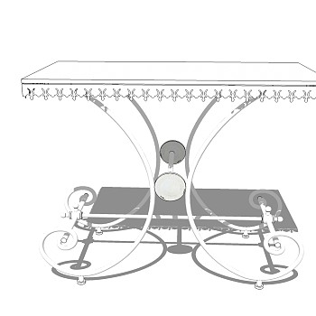 欧式金属休闲桌免费su模型，金属休闲桌sketchup模型下载