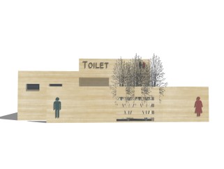 现代公共厕所外观草图大师模型，公共厕所外观sketchup模型免费下载