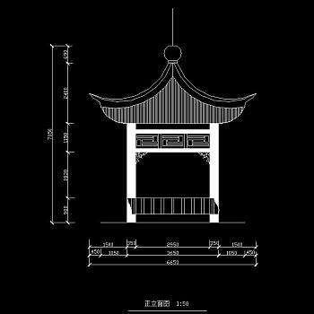 四角亭CAD施工图，四角亭CAD图纸下载