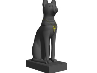 埃及猫雕塑草图大师模型，雕塑sketchup模型下载