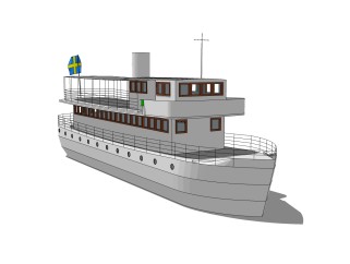 现代游轮免费su模型，游轮sketchup模型下载