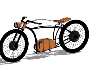 中式复古自行车SU模型，sketchup模型下载