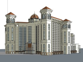 欧式酒店草图大师模型，酒店sketchup模型免费下载