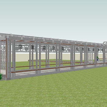 现代政府公园的长廊草图大师模型，政府公园的长廊sketchup模型下载