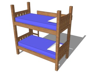 现代上下儿童床草图大师模型，儿童床su模型下载