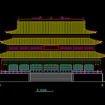 古建筑寺庙施工图，寺庙CAD建筑图纸下载