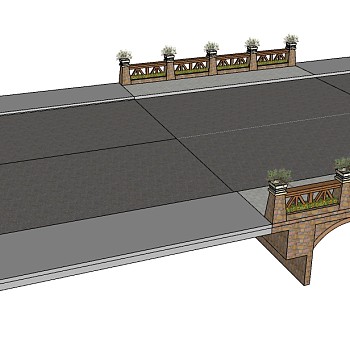 现代跨河大桥草图大师模型，跨河大桥su模型下载