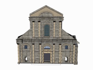 欧式教堂SU模型，教堂SKP模型下载