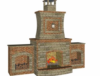 欧式壁炉免费su模型，壁炉sketchup模型下载