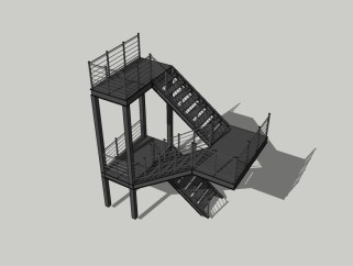 钢梯楼梯草图大师模型，楼梯sketchup模型
