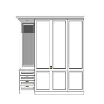 现代简约衣柜草图大师模型，储物柜SKP模型下载
