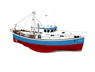 现代渔船草图大师模型，货船su模型下载