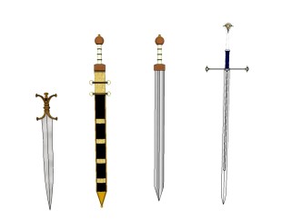 宝剑组合草图大师模型下载，宝剑sketchup模型