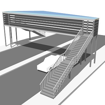 现代人行天桥草图大师模型，人行天桥sketchup模型免费下载