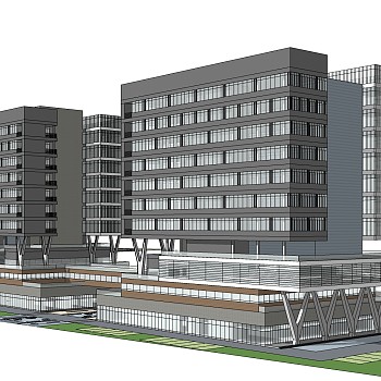 现代高层办公楼草图大师模型，高层办公楼sketchup模型免费下载