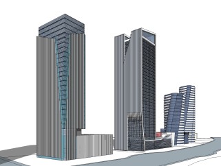 现代高层办公楼草图大师模型，高层办公楼sketchup模型免费下载