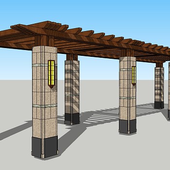 欧式古典廊架草图大师模型，古典廊架sketchup模型下载
