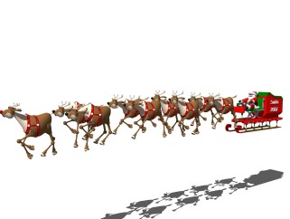 欧式圣诞老人雪橇车免费su模型，玩具skp模型下载