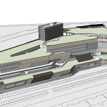 现代商业综合体草图大师模型，商业街sketchup模型免费下载