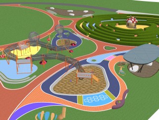 现代儿童乐园草图大师模型，乐园su模型下载
