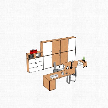 现代简约老板桌su模型，老板桌skp模型下载