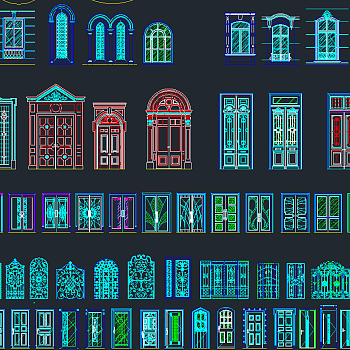 欧式门栏杆CAD图库，栏杆CAD施工图纸下载
