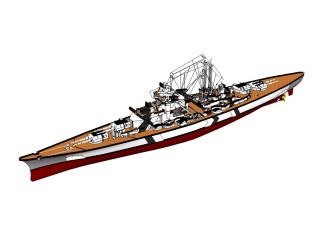 德国Bismarck俾斯麦号战列舰草图大师模型，战列舰SU模型下载
