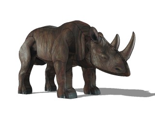 现代犀牛雕像草图大师模型，雕像sketchup模型下载