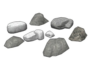 石头组合su模型下载、石头草图大师模型下载