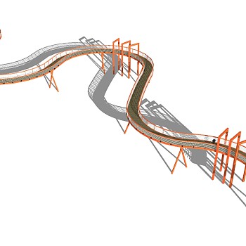 现代蛇形长廊草图大师模型，蛇形长廊sketchup模型下载