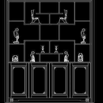 原创博古架博古柜装饰柜CAD图库，博古架CAD施工图下载