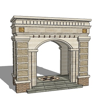 欧式入口大门草图大师模型下载，入口大门sketchup模型