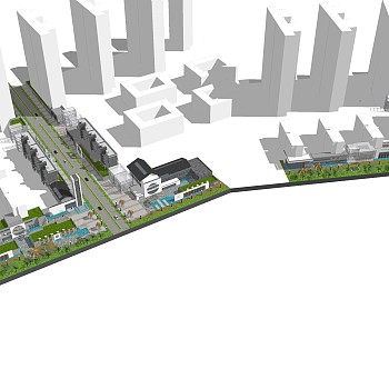 中式造型商业街草图大师模型，商业综合体sketchup模型免费下载