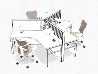 现代办公桌椅su模型，办公桌椅sketchup模型下载