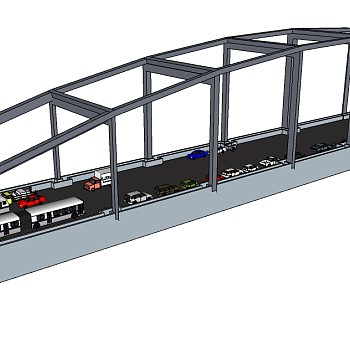 现代公路桥草图大师模型，公路桥su模型下载