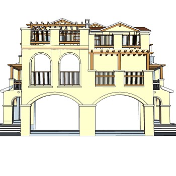 欧式独栋别墅草图大师模型，sketchup别墅su模型下载