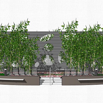 现代造型景墙草图大师模型，景墙sketchup模型免费下载