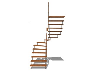现代钢结构双跑折梯草图大师模型，钢结构双跑折梯sketchup模型免费下载