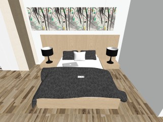 现代简约卧室免费su模型，卧室skb文件下载