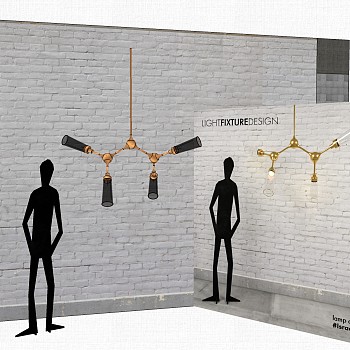 现代金属吊灯草图大师模型，吊灯sketchup模型下载