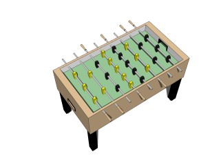 现代桌式足球草图大师模型，桌式足球sketchup模型下载