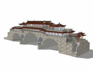 中式景观桥草图大师模型，景观桥sketchup模型免费下载