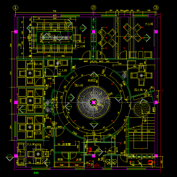 茶楼装修图,cad平面布置图